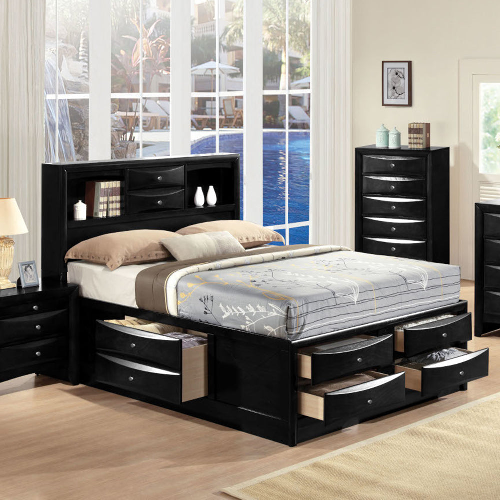 Ireland Queen Bed with Storage in Black