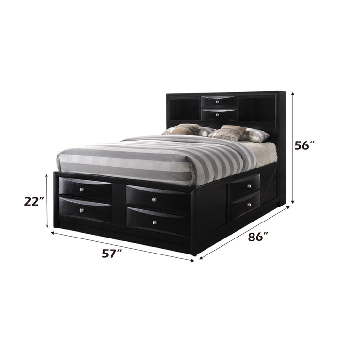 Ireland Full Bed with Storage in Black - dimensions