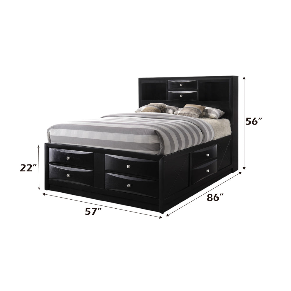 Ireland Full Bed with Storage in Black - dimensions