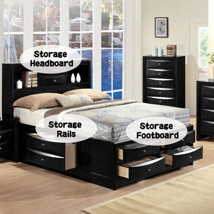 Ireland Full Bed with Storage in Black - features