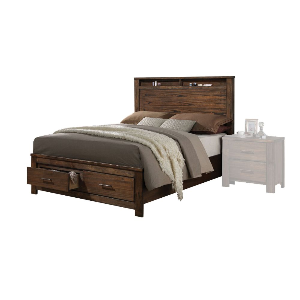 Merrilee EK Bed with Storage in Oak