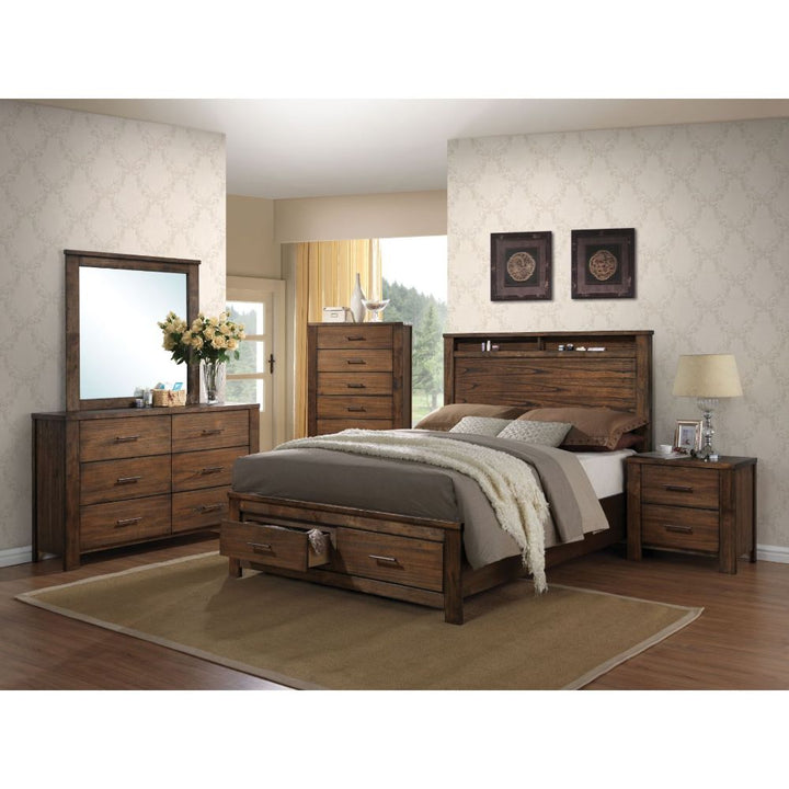 Merrilee EK Bed with Storage in Oak