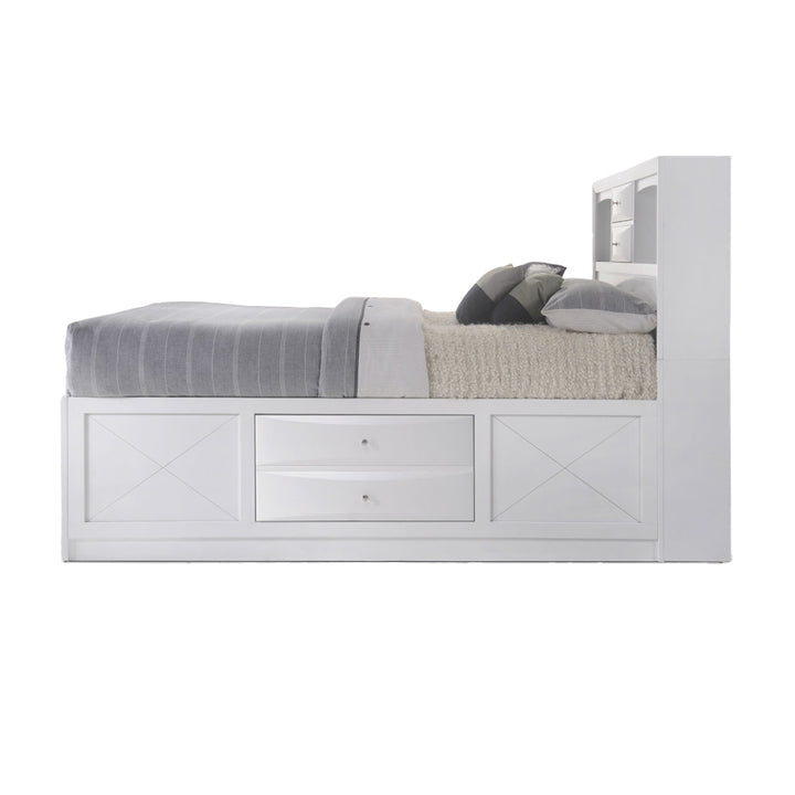 Ireland EK Bed with Storage in White