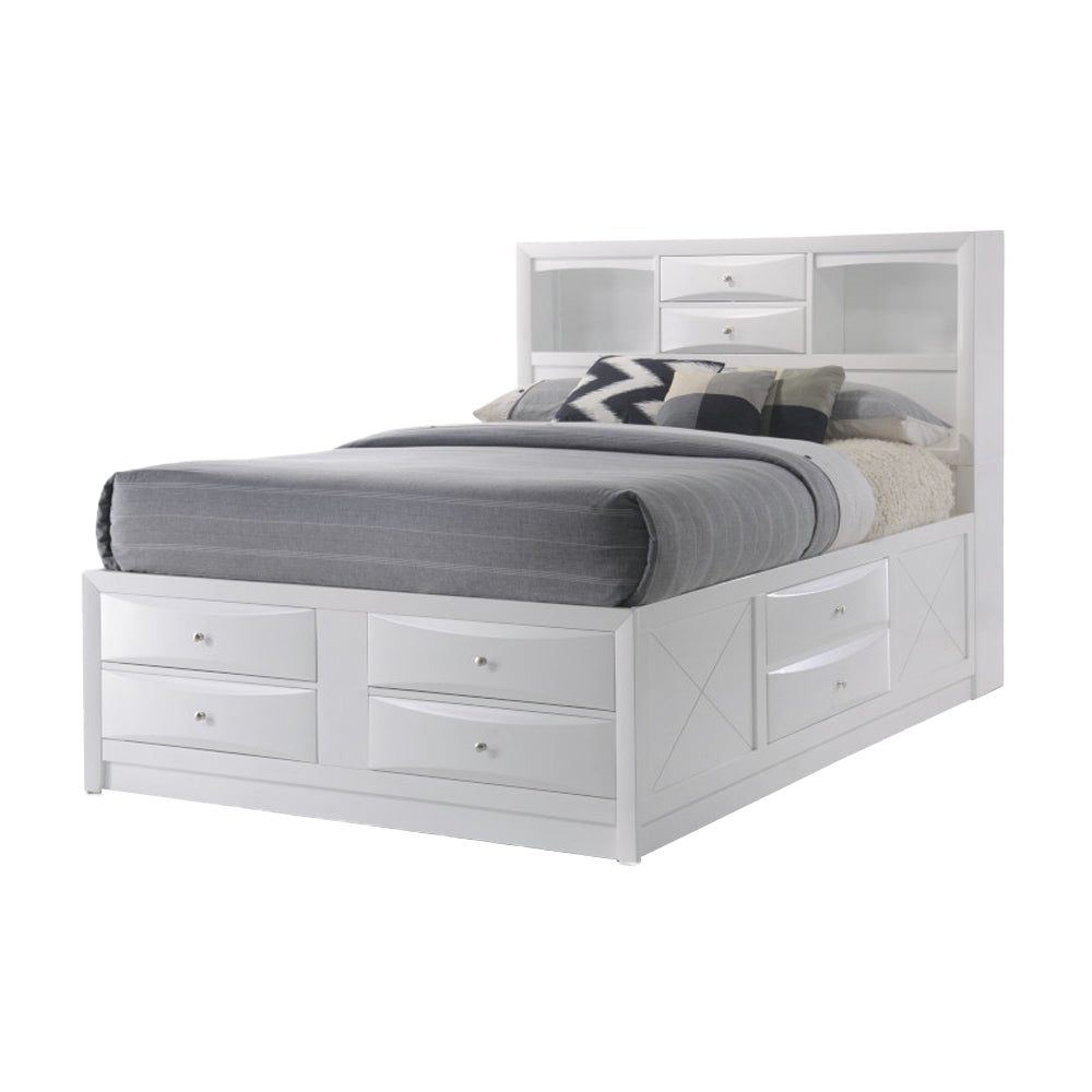 Ireland EK Bed with Storage in White