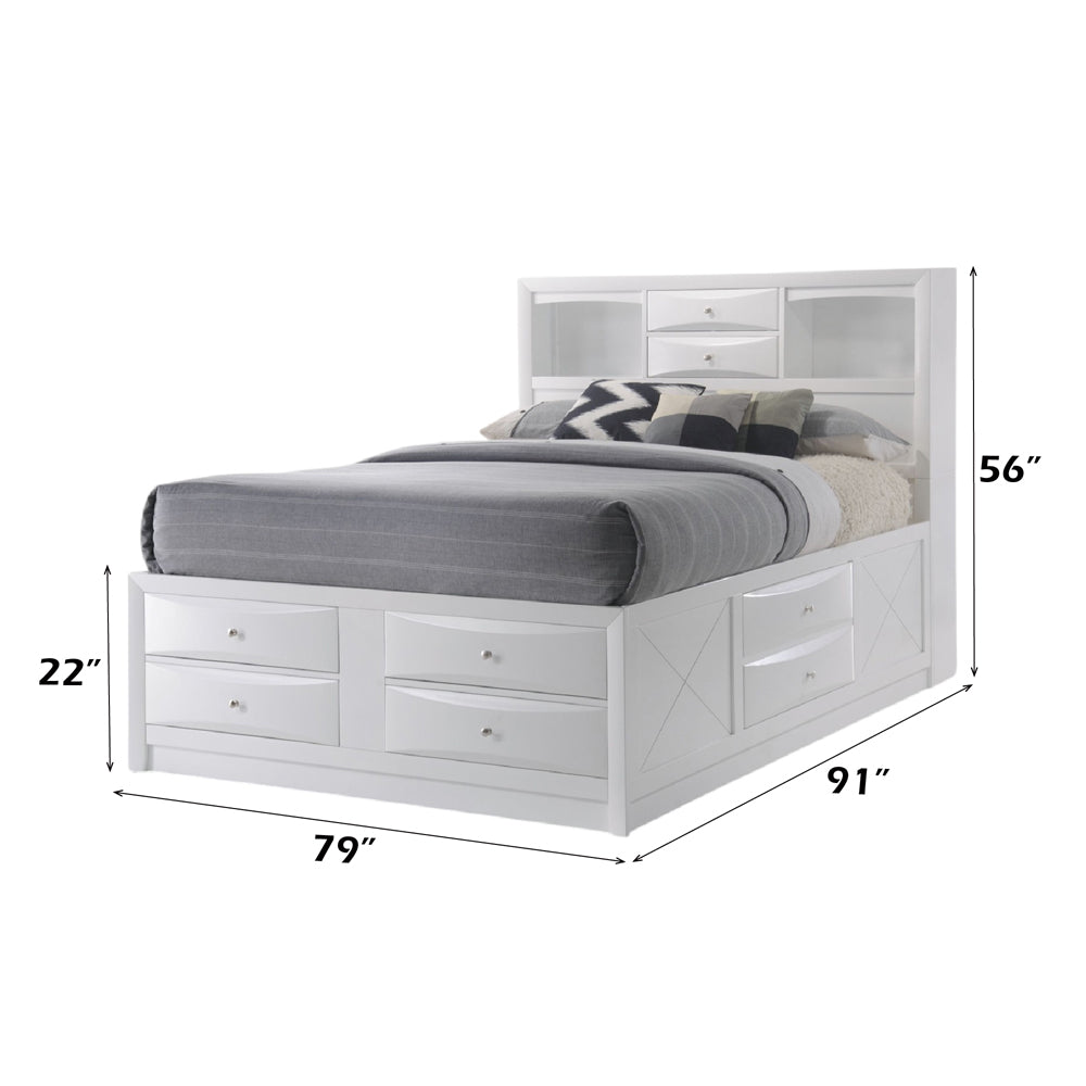 Ireland EK Bed with Storage in White - dimensions