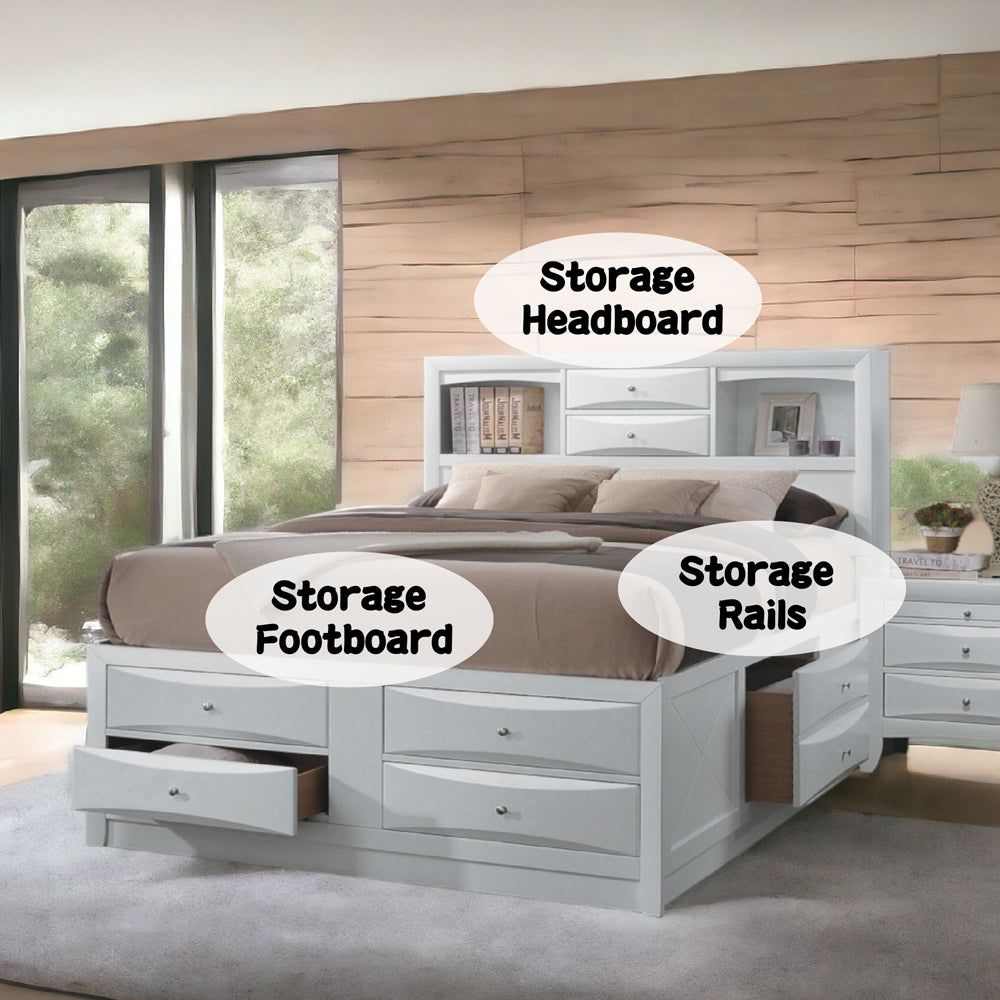 Ireland EK Bed with Storage in White - features