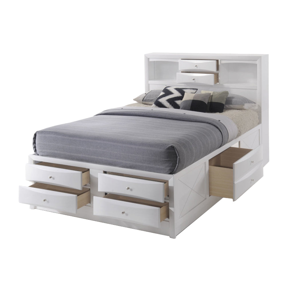 Ireland Queen Bed with Storage in White