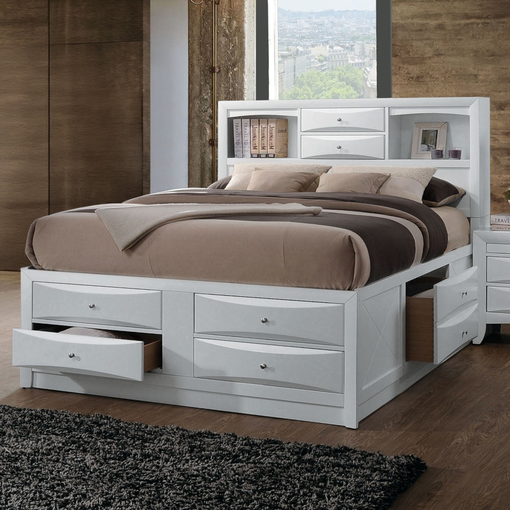 Ireland Queen Bed with Storage in White
