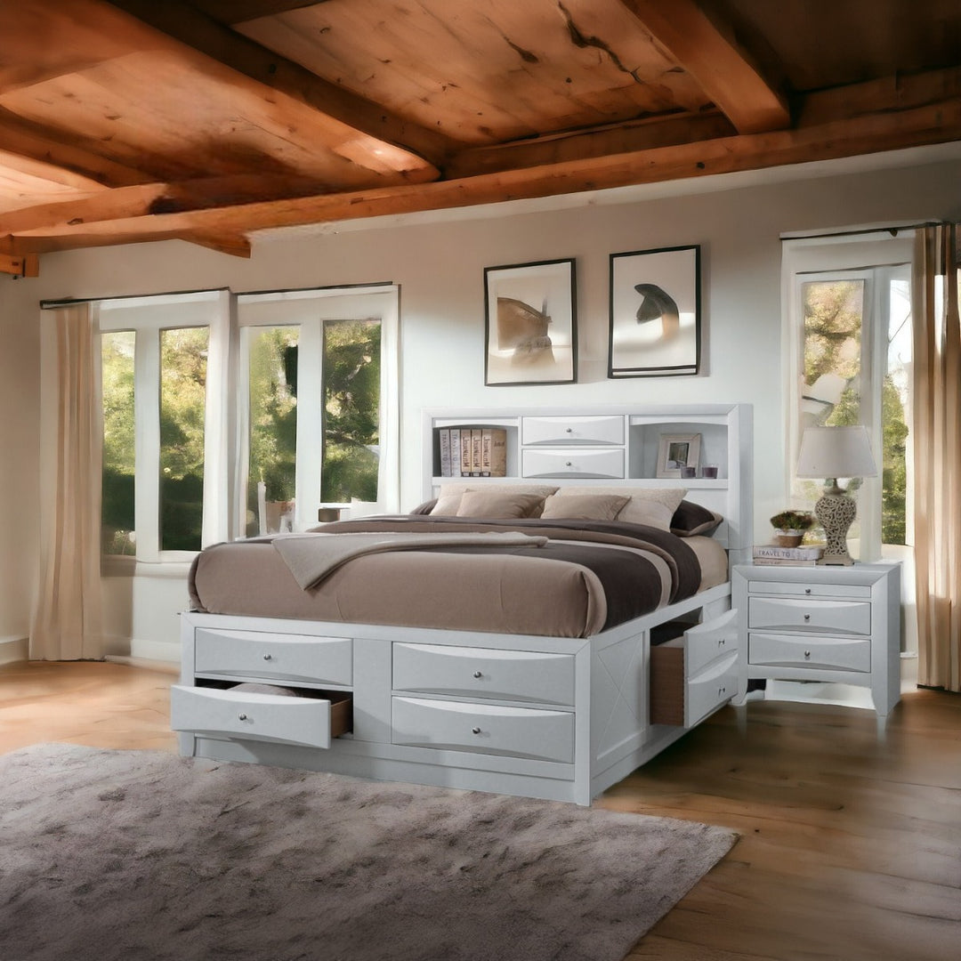 Ireland Queen Bed with Storage in White