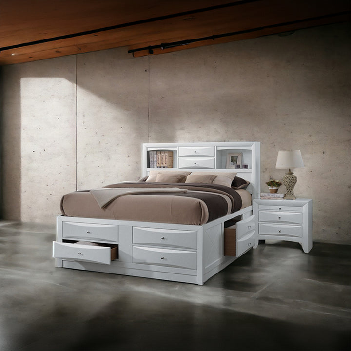 Ireland Queen Bed with Storage in White