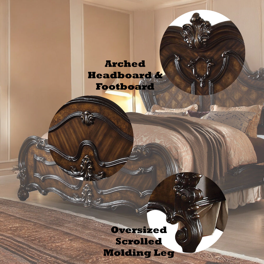 Versailles Queen Bed in Cherry Oak - features