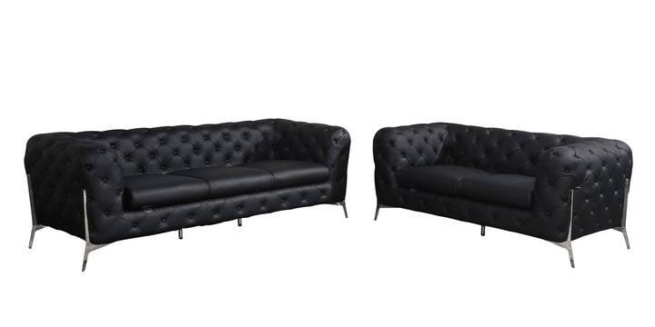 DivanItalia 970 2-Piece Sofa Set in Top-Grain Italian Leather - Black