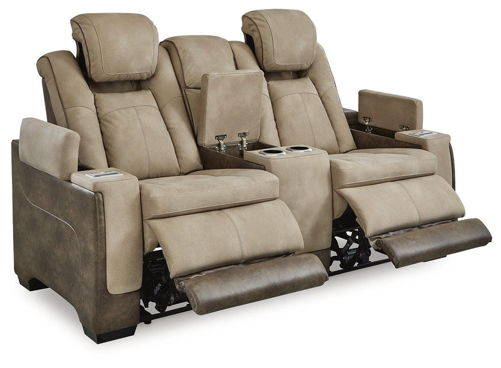Next-Gen Durapella Power Reclining Loveseat with Console - Sand (1)