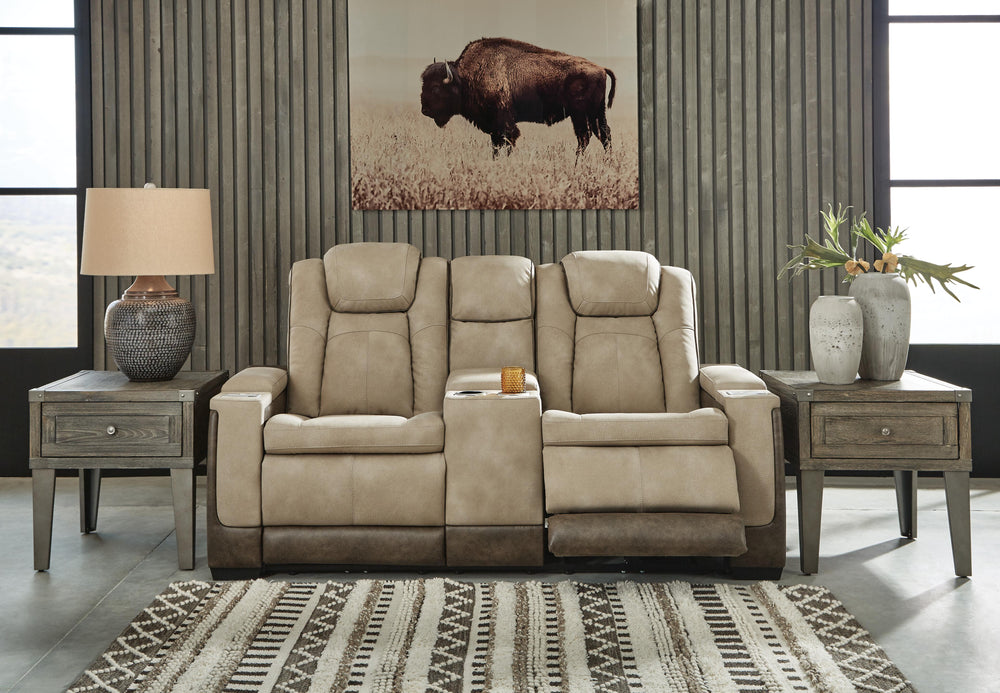 Next-Gen Durapella Power Reclining Loveseat with Console - Sand (2)