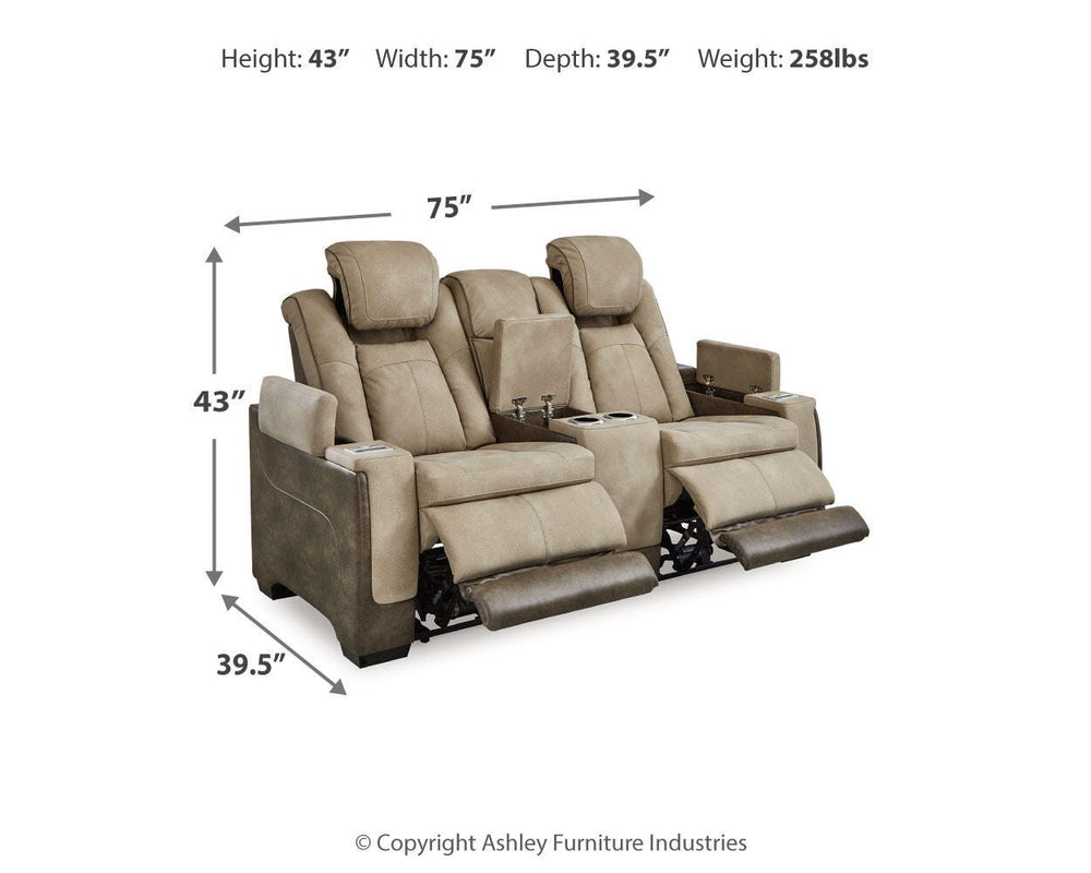 Next-Gen Durapella Power Reclining Loveseat with Console - Sand (4)
