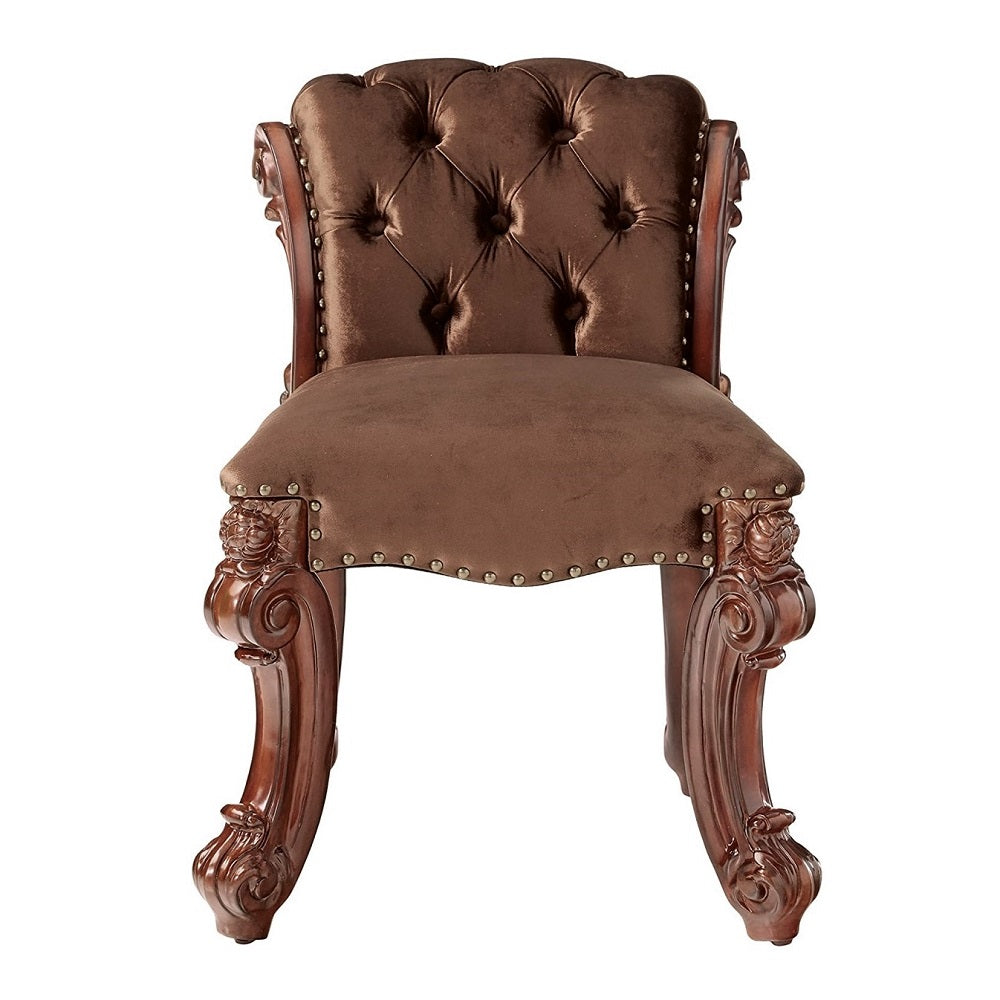 Vendome Vanity Stool in Fabric & Cherry Finish
