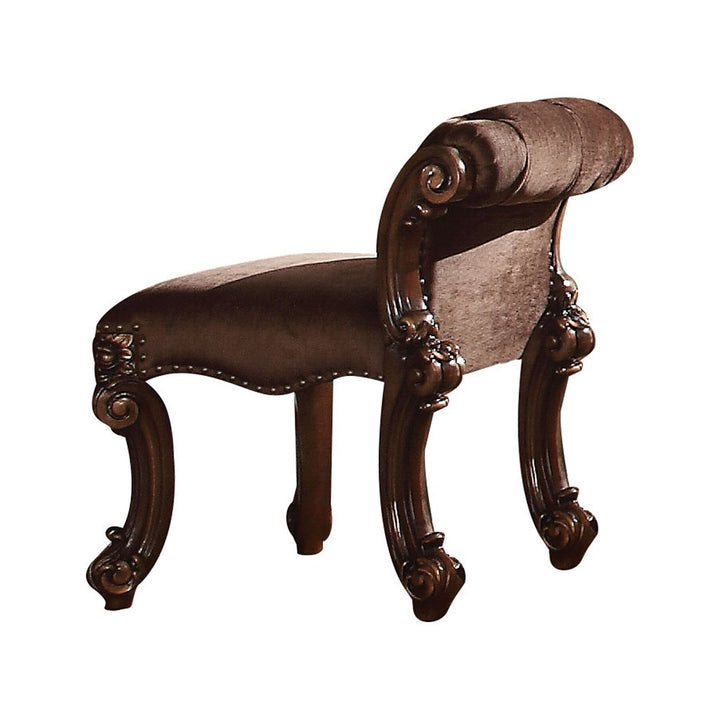 Vendome Vanity Stool in Fabric &amp; Cherry Finish