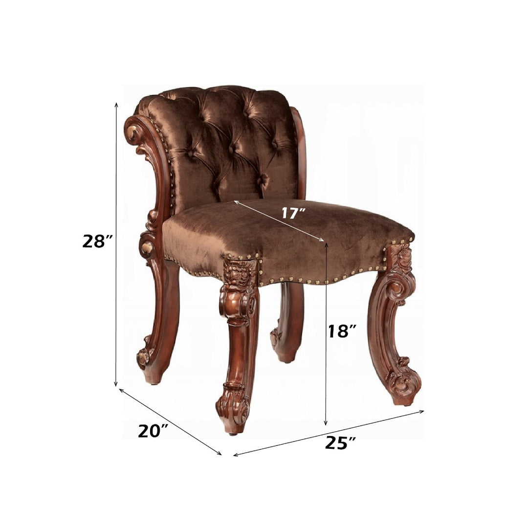 Vendome Vanity Stool in Fabric & Cherry Finish