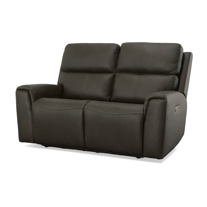 Jarvis Leather Power Reclining Loveseat with Power Headrests in Mica