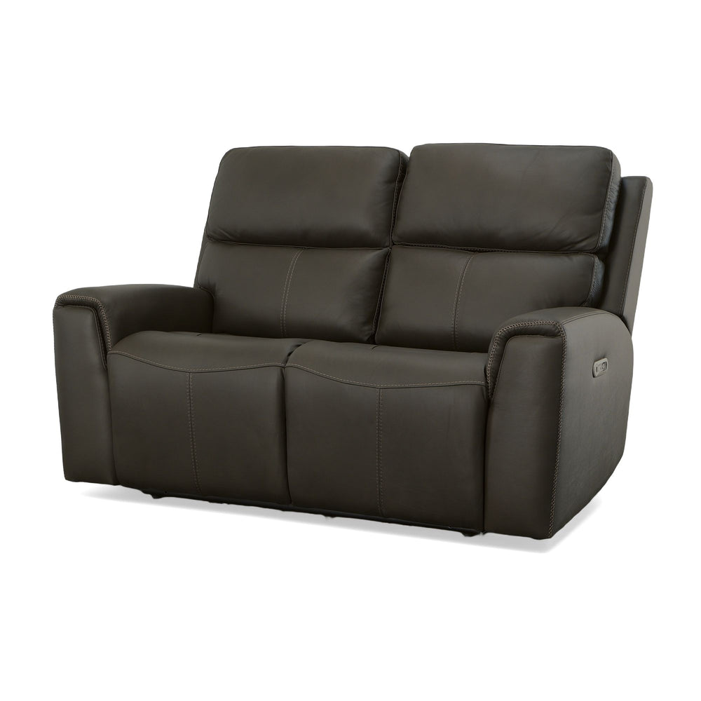 Jarvis Leather Power Reclining Loveseat with Power Headrests in Mica