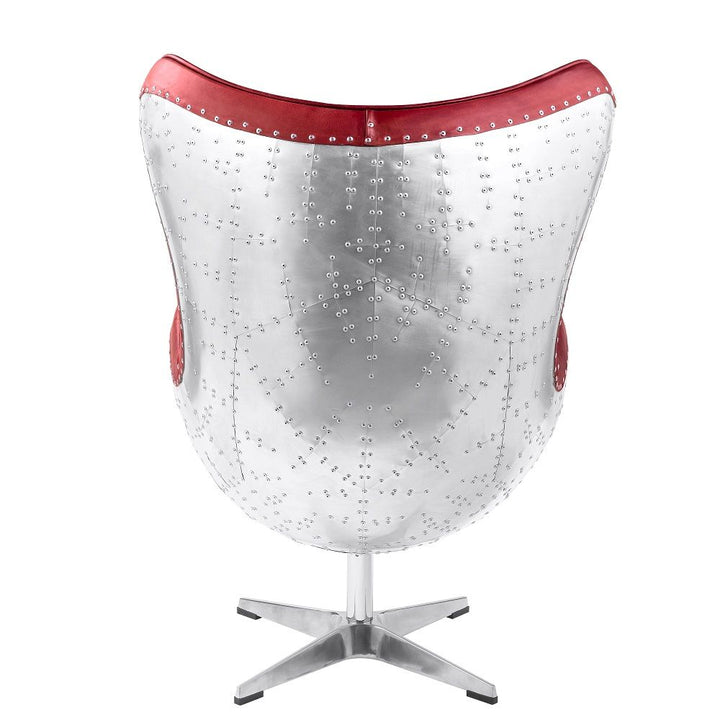 Brancaster - Accent Chair With Swivel - Red Top Grain Leather & Aluminum