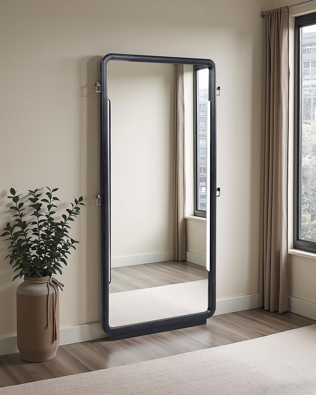 Leandro - 76" Full Length Floor Mirror - Burnished Black