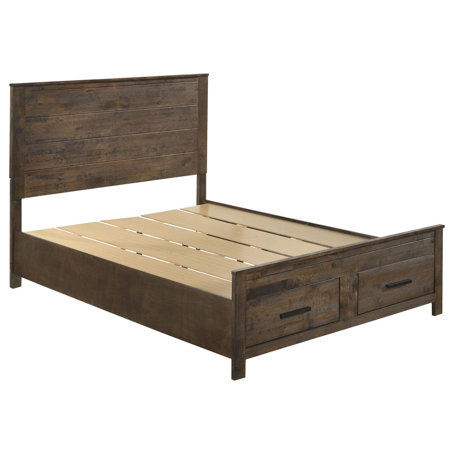 Coaster Furniture 222631Q Woodmont Wood Queen Storage Panel Bed Rustic Golden Brown