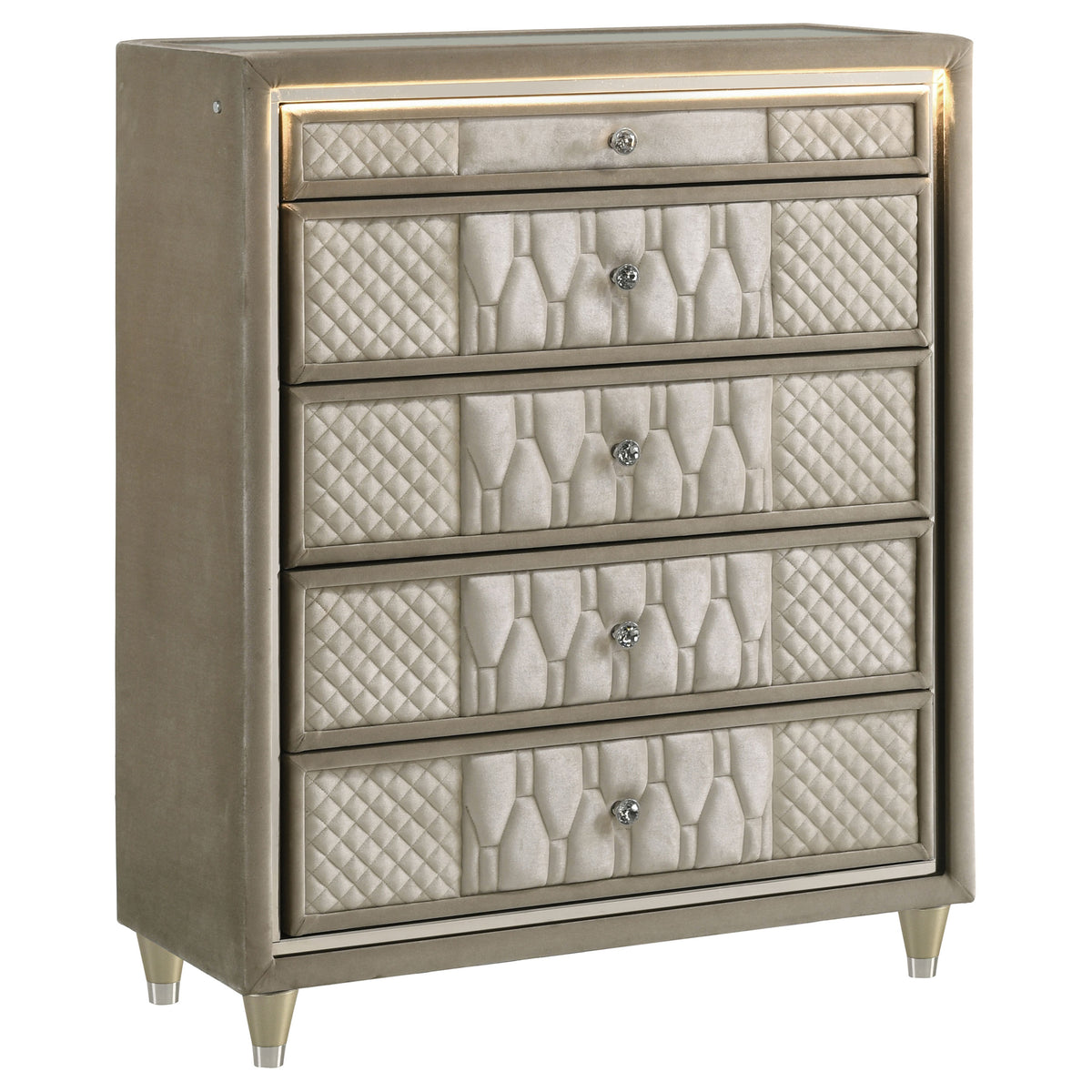 Lorient - 5-Drawer LED Chest Of Drawers - Ivory And Camel