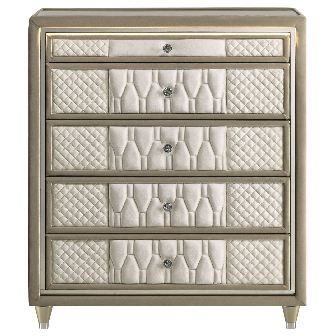 Lorient - 5-Drawer LED Chest Of Drawers - Ivory And Camel