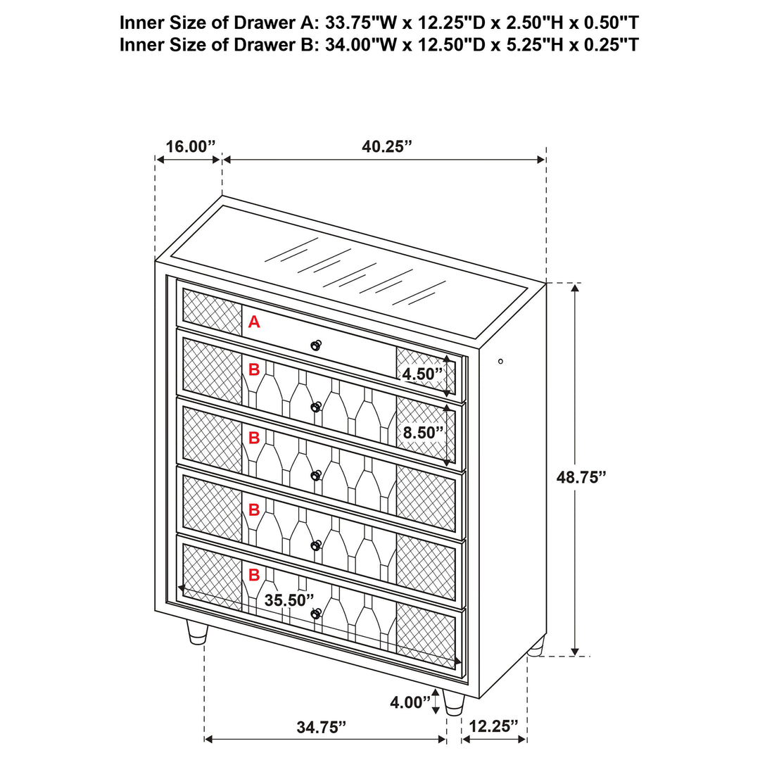 Lorient - 5-Drawer LED Chest Of Drawers - Ivory And Camel