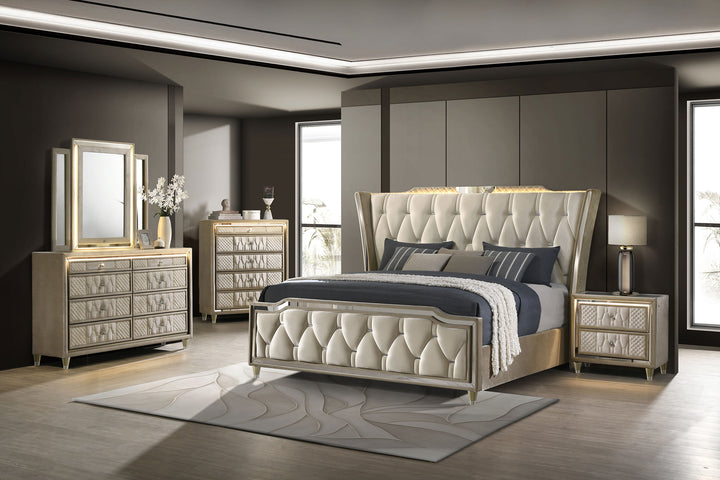 Lorient - 5-Drawer LED Chest Of Drawers - Ivory And Camel