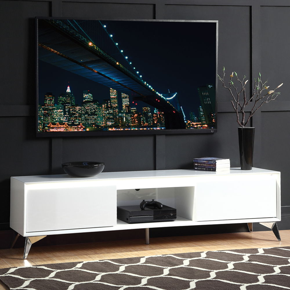 Raceloma - TV Stand - White & Chrome
