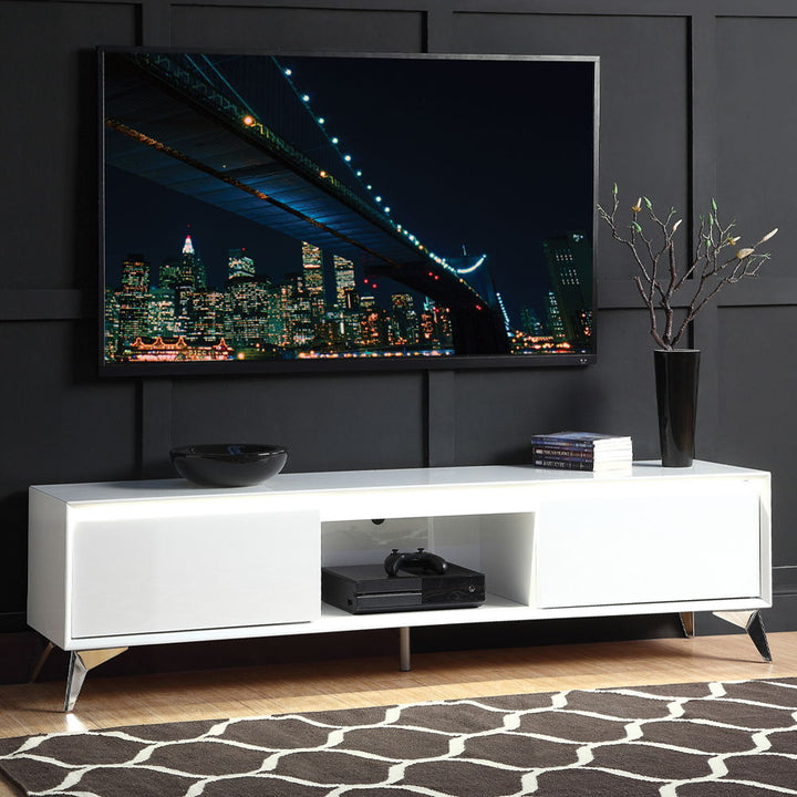 Raceloma - TV Stand - White & Chrome