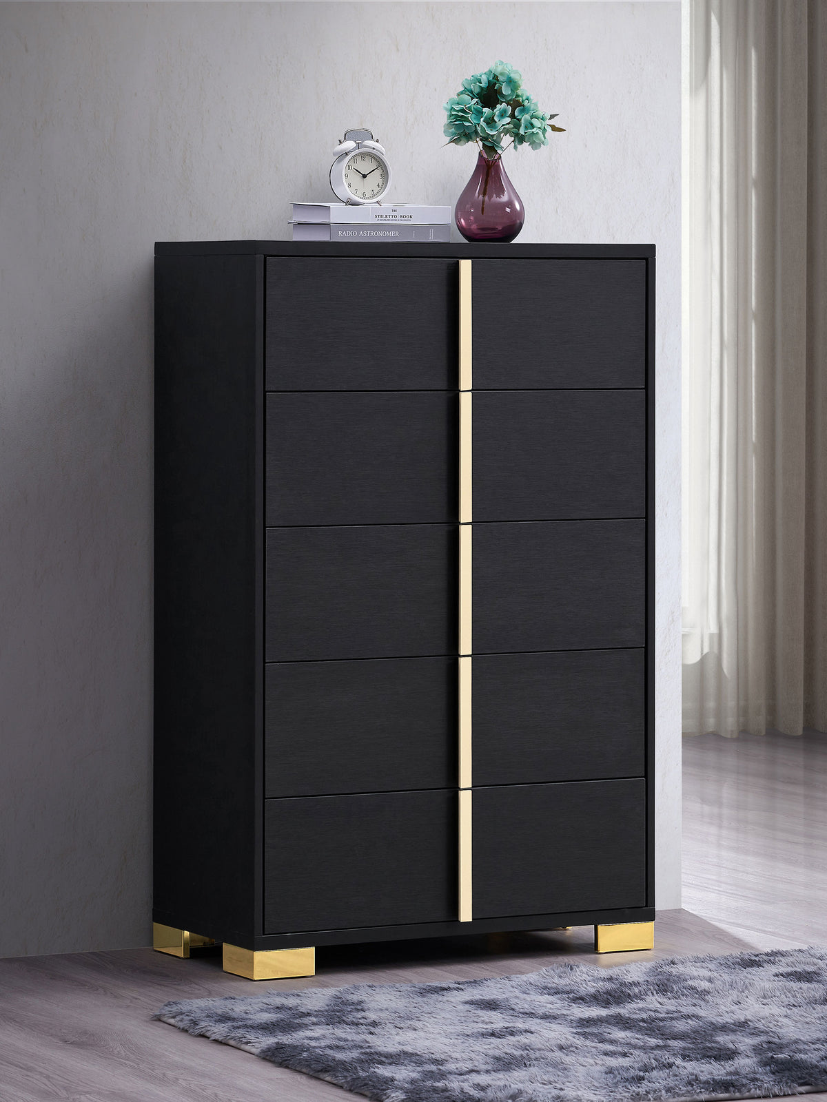 Marceline - 5-Drawer Bedroom Chest - Black