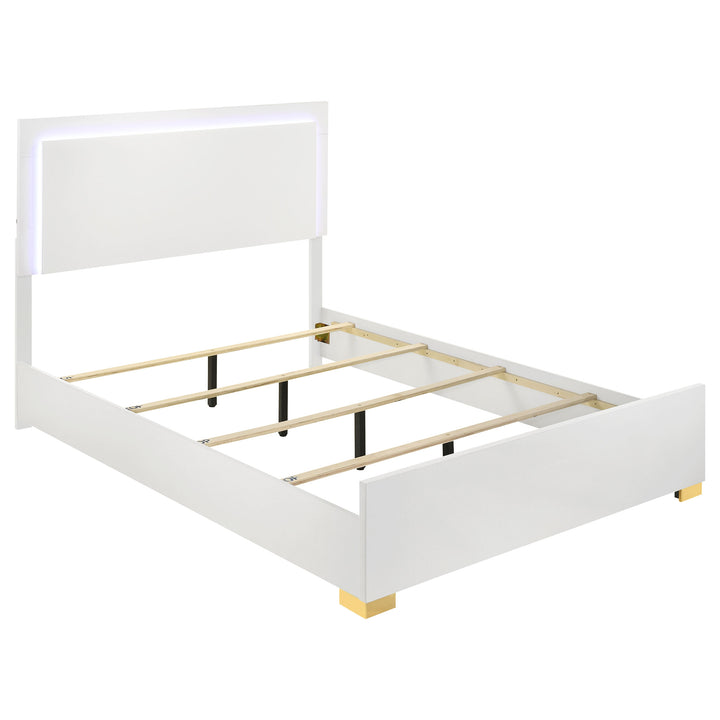 Marceline - Wood Queen LED Panel Bed - White