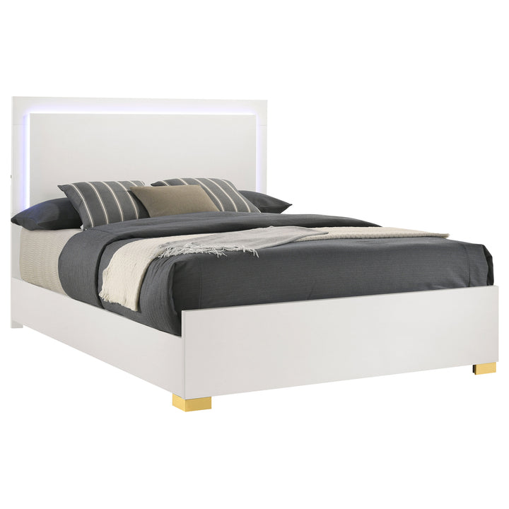 Marceline - Wood Queen LED Panel Bed - White