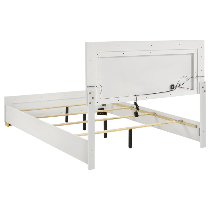 Marceline - Wood Queen LED Panel Bed - White