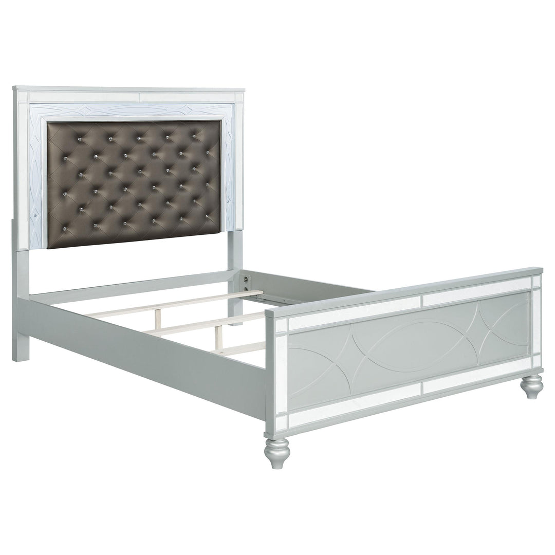 Coaster Furniture 223211Q Gunnison Wood Queen LED Panel Bed Silver Metallic