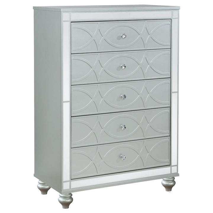 Coaster Furniture 223215 Gunnison 5-drawer Bedroom Chest Silver Metallic