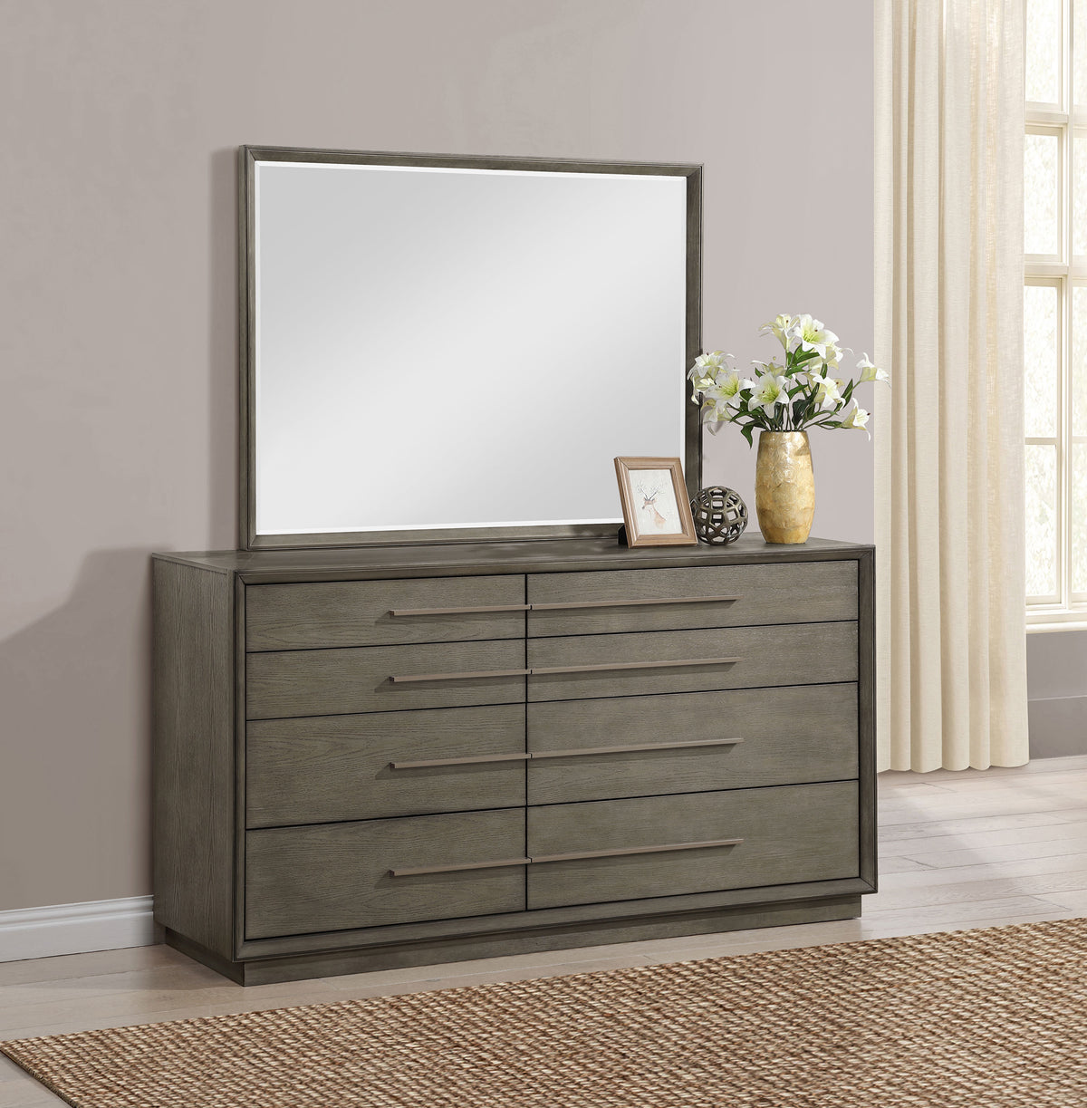 Durango - 8-Drawer - Dresser And Mirror - Washed Oak