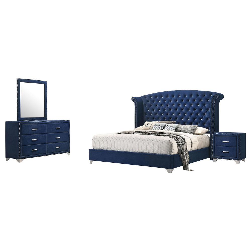Coaster Furniture 223371KE-S4 Melody 4-Piece Eastern King Bedroom Set Pacific Blue