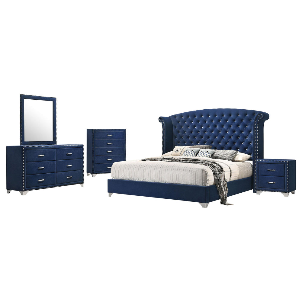 Coaster Furniture 223371KE-S5 Melody 5-Piece Eastern King Bedroom Set Pacific Blue