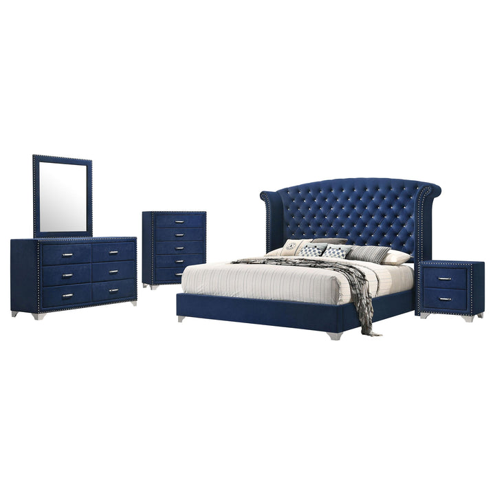 Coaster Furniture 223371KE-S5 Melody 5-Piece Eastern King Bedroom Set Pacific Blue