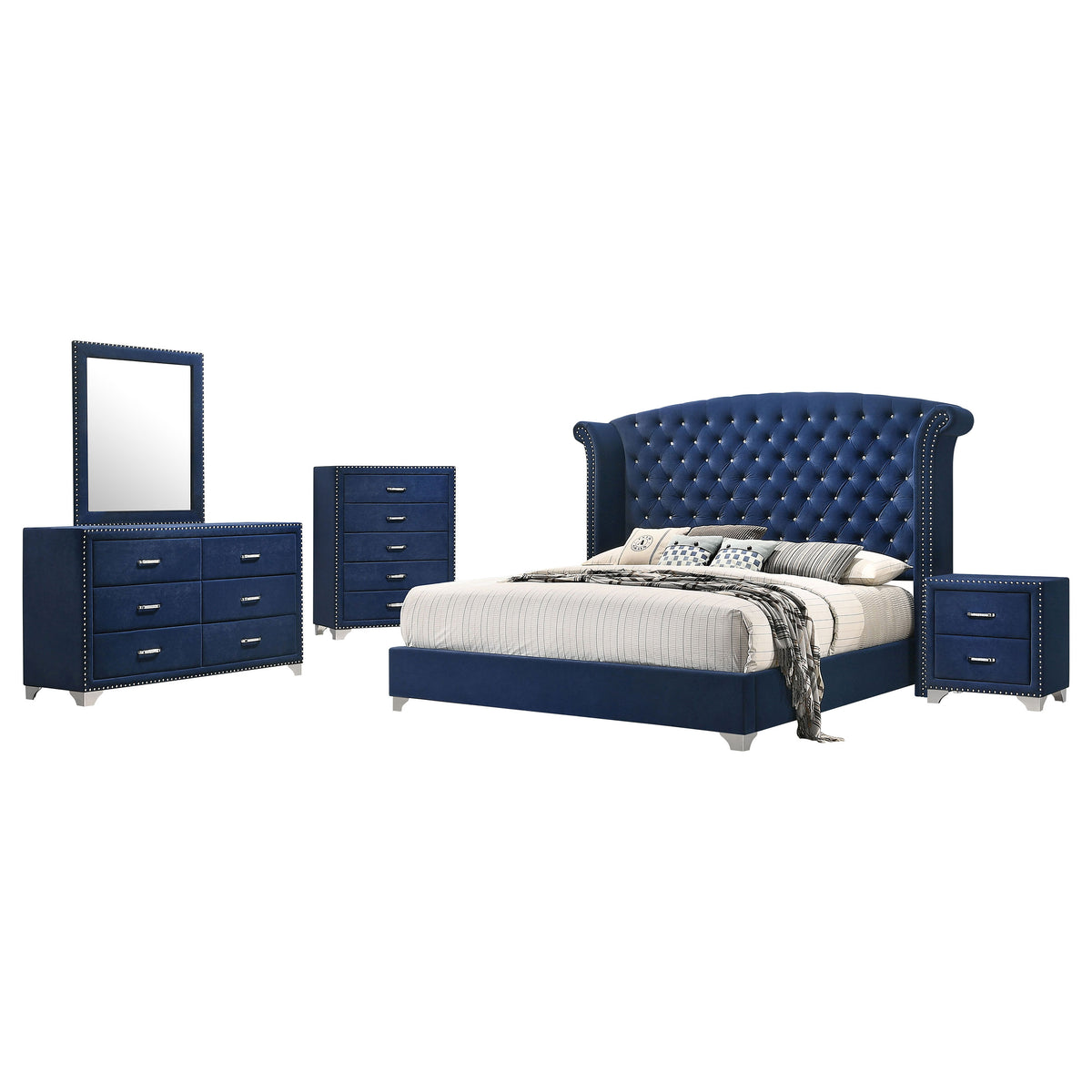 Melody - 5 Piece Queen Bedroom Set - Pacific Blue