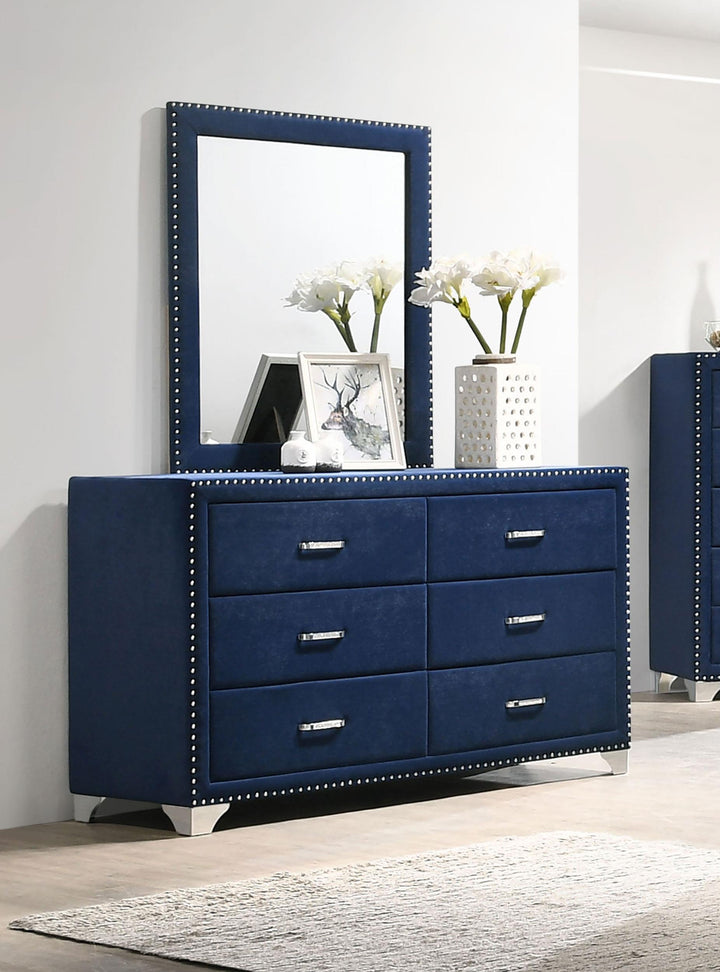 coaster-furniture-223373m-melody-6-drawer-upholstered-dresser-with-mirror-pacific-blue