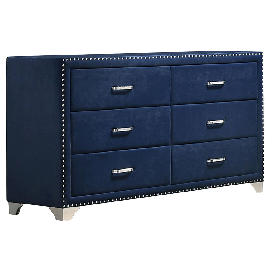Coaster Furniture 223373 Melody 6-drawer Upholstered Dresser Pacific Blue