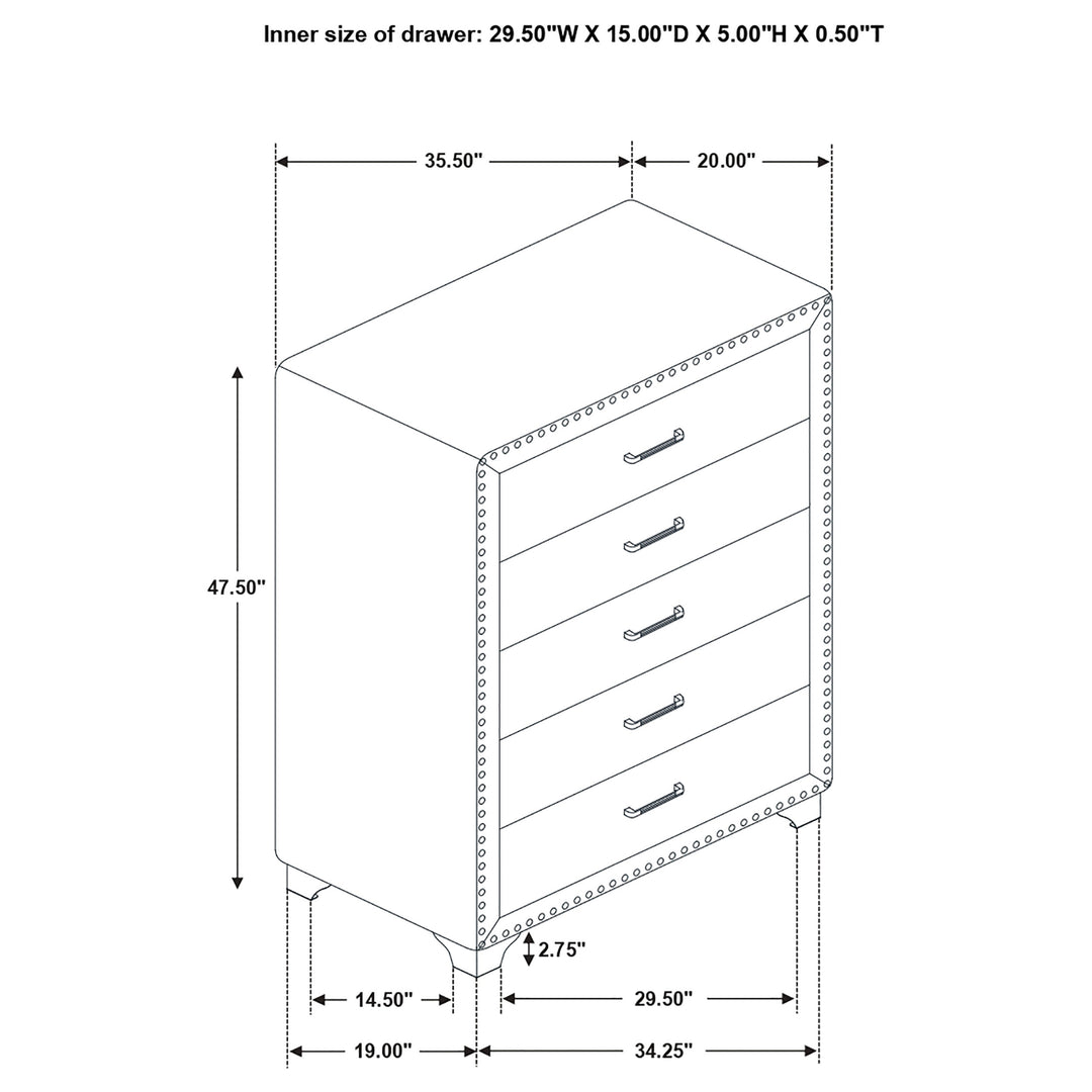 Melody - 5-Drawer Bedroom Chest - Pacific Blue