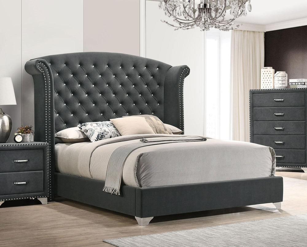 coaster-furniture-223381ke-melody-upholstered-eastern-king-wingback-bed-grey