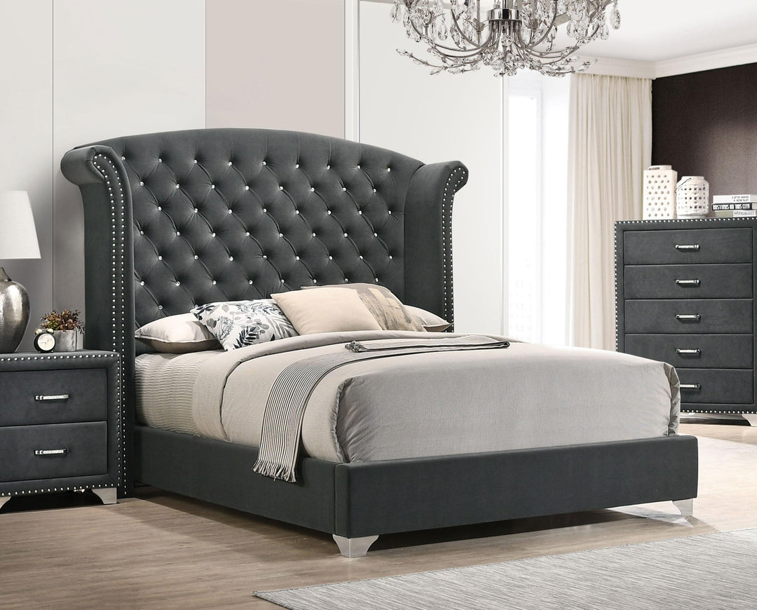 coaster-furniture-223381ke-melody-upholstered-eastern-king-wingback-bed-grey