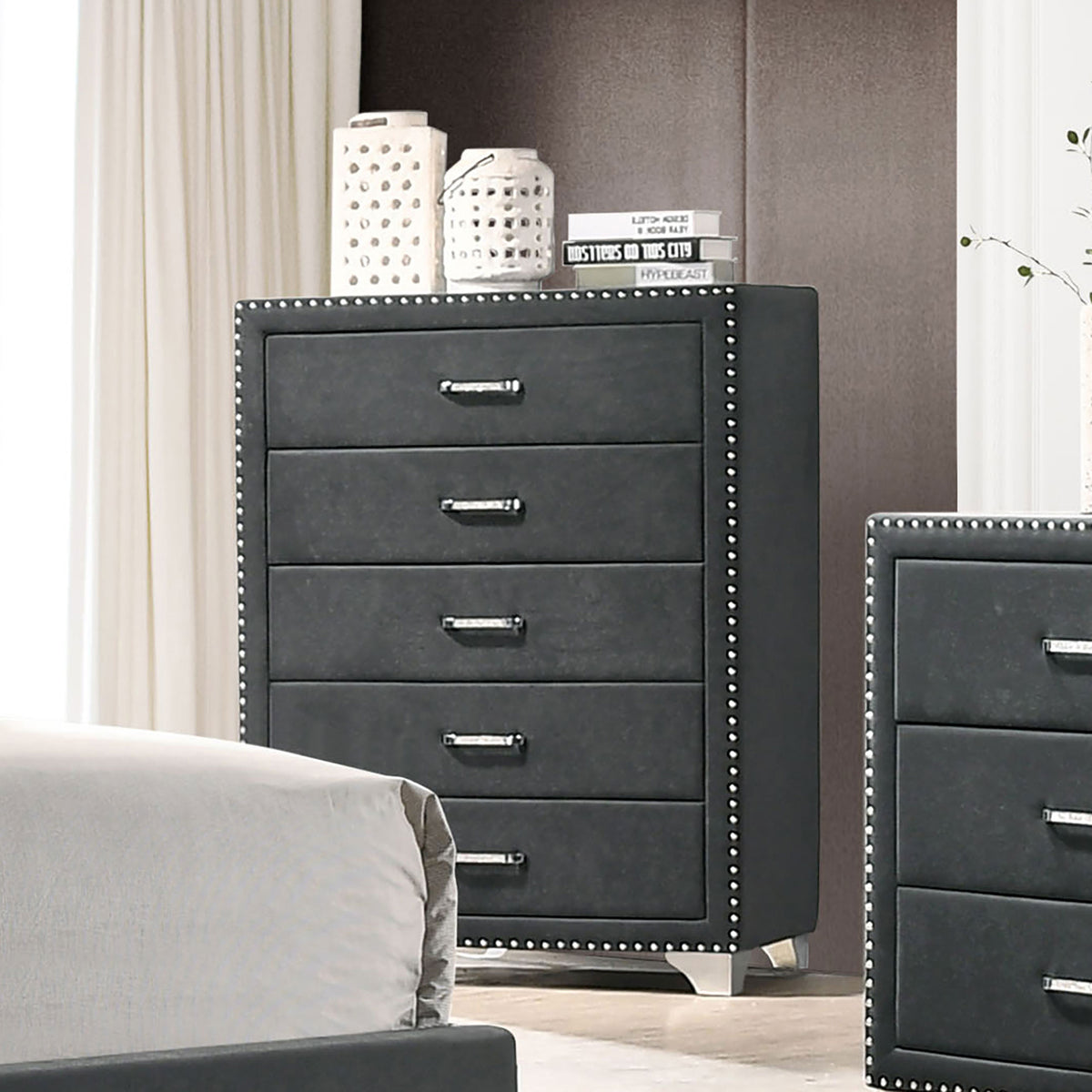Melody - 5-Drawer Bedroom Chest - Gray